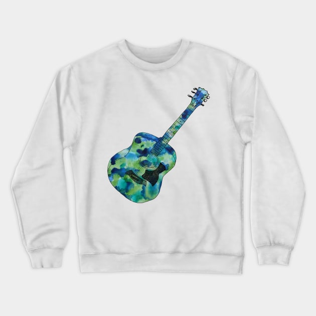 Acoustic guitar watery colours Crewneck Sweatshirt by nelloofmello